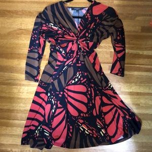 Nine West Patterned 3/4 Sleeve Dress - Women's 6